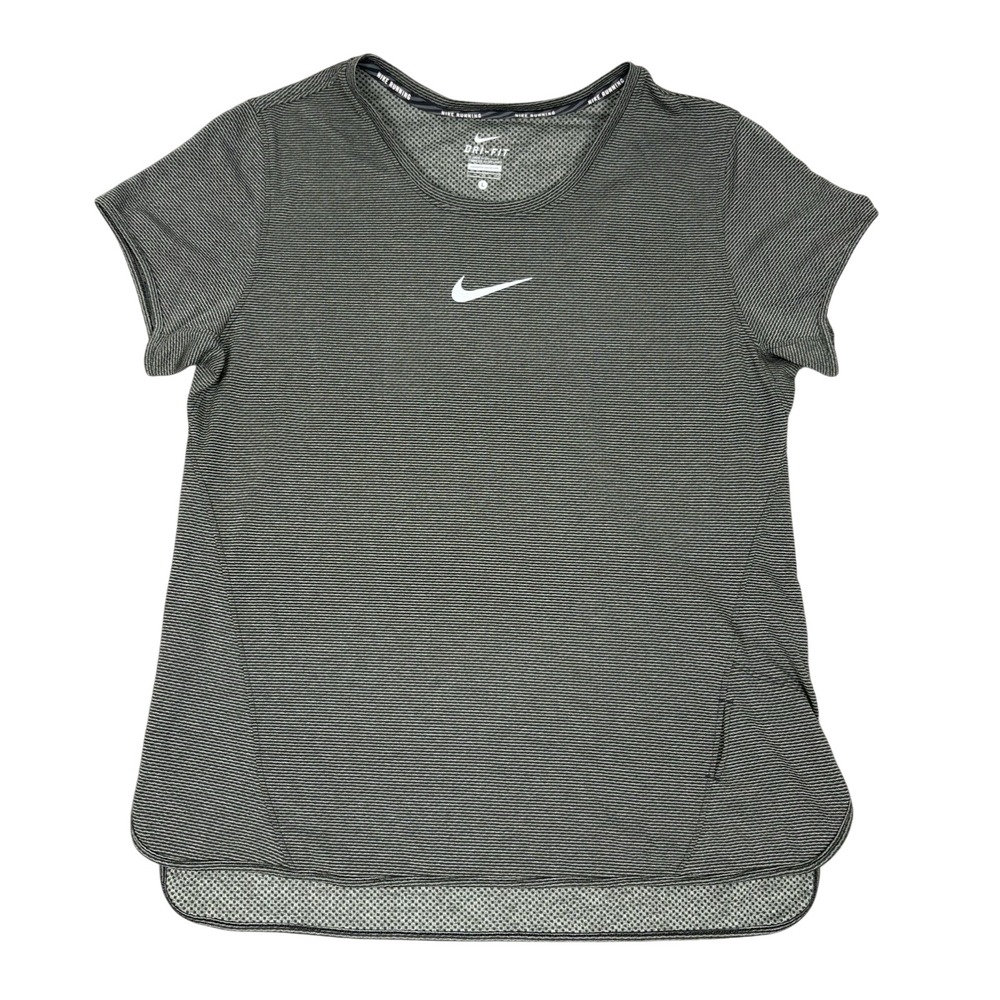 Nike Dri Fit Aeroreact Running T-Shirt Women's Size Large L Green with pocket